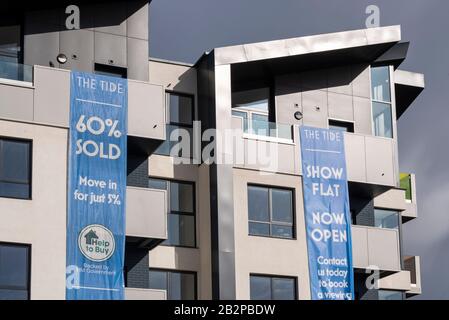 Die Entwicklung der Tide-Apartments in Westcliff on Sea, Essex, Großbritannien, bietet Unterstützung beim Kauf von HM Government Shared Ownership Stockfoto