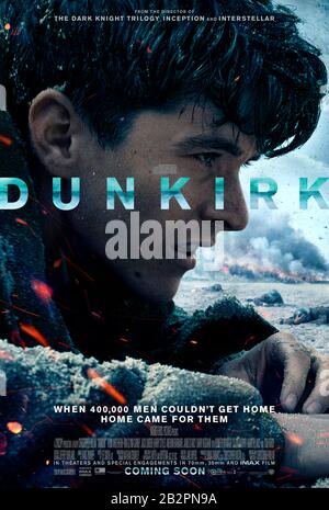 Dünkirchen (2017) unter der Regie von Christopher Nolan und mit Fionn Whitehead, Barry Keoghan, Mark Rylance, Damien Bonnard in den Hauptrollen. Die Geschichte der Operation Dynamo, die Evakuierung der alliierten Soldaten von den Stränden von Dünkirchen zu Beginn des zweiten Weltkriegs nach der Schlacht um Frankreich. Stockfoto