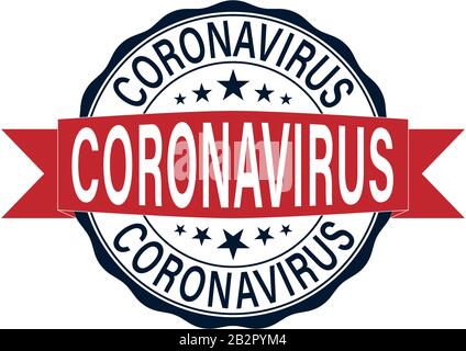 Coronavirus-Symbol und runde Distressed Stempel-Dichtung mit Coronavirus-Text. Coronavirus Icon, 2019-nCov Roman Coronavirus Konzept für die asiatische Grippe resposible Stock Vektor