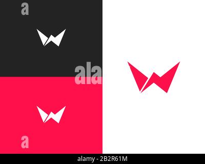 Abstrakte Shape-Symbole. Anfangsbuchstabe W mit Blitz. Elektrischer Logo-Vektor. Flash-Vektor-Logotyp. Ideal für Identität und Logotypen. Stock Vektor