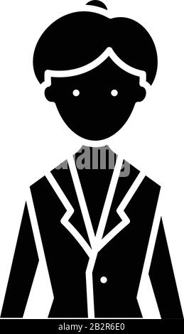 Schwarzes Manager-Symbol, Konzeptabbildung, flaches Vektorsymbol, Glyph-Zeichen. Stock Vektor