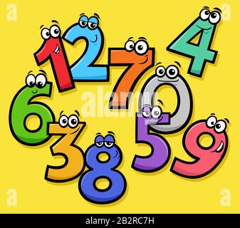 Educational Cartoon Illustrations of Funny Basic Numbers Characters Group Stock Vektor