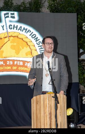 St. Austell, Großbritannien. Februar 2020. World Pasty Wettbewerb im Eden Project, Cornwall. Amateur- und Profibäcker aus aller Welt kämpfen um die ultimative Leckerbissen. Stockfoto