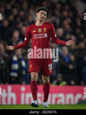 London, Großbritannien. März 2020. Takumi Minamino aus Liverpool beim 5. Spiel um den FA Cup zwischen Chelsea und Liverpool an der Stamford Bridge, London, England am 3. März 2020. Foto von Andy Rowland. Kredit: Prime Media Images/Alamy Live News Stockfoto