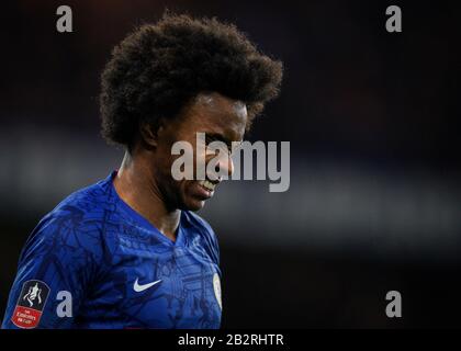 London, Großbritannien. März 2020. Willian von Chelsea beim 5. Spiel um den FA Cup zwischen Chelsea und Liverpool an der Stamford Bridge, London, England am 3. März 2020. Foto von Andy Rowland. Kredit: Prime Media Images/Alamy Live News Stockfoto