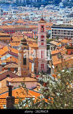 Luftbild über die Altstadt von Nizza. Cote d'Azur Frankreich Stockfoto
