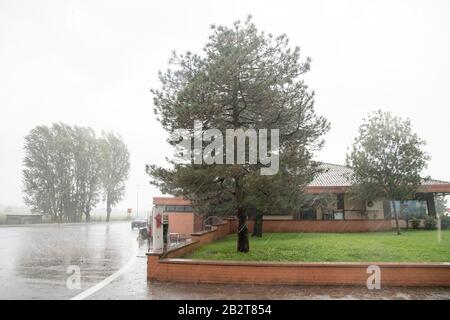 Autostrada del Brennero A22 Station Po est in Bagnolo San Vito, Lombardei, Italien. August 2019 © Wojciech Strozyk / Alamy Stock Photo Stockfoto