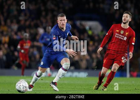 London, Großbritannien. März 2020. Während der FA-Cup-Runde mit 16 Spielen zwischen Chelsea und Liverpool an der Stamford Bridge, London, England am 3. März 2020. Foto von Carlton Myrie. Nur redaktionelle Nutzung, Lizenz für kommerzielle Nutzung erforderlich. Keine Verwendung bei Wetten, Spielen oder einer einzelnen Club-/Liga-/Spielerpublikationen. Kredit: UK Sports Pics Ltd/Alamy Live News Stockfoto