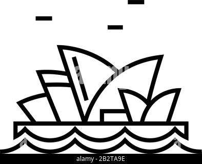 Sydney opers Line Icon, Concept Sign, Outline Vector Illustration, Linear Symbol. Stock Vektor