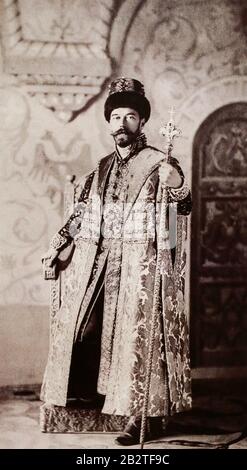 Der russische Kaiser Nikolaus II. Alexandrowitsch. Foto von L. Levitsky, Anfang des 20. Jahrhunderts. Stockfoto