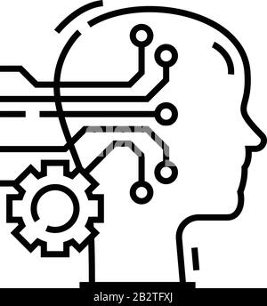 Synthetic Intellect Line Icon, Concept Sign, Outline Vector Illustration, Linear Symbol. Stock Vektor