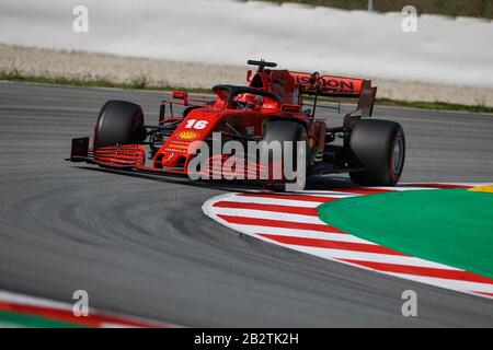 Charles Leclerc von der Scuderia Ferrari im Jahr 2020 F1 Wintertests auf dem Circuit de Catalunya, Montmelò, Spanien Stockfoto