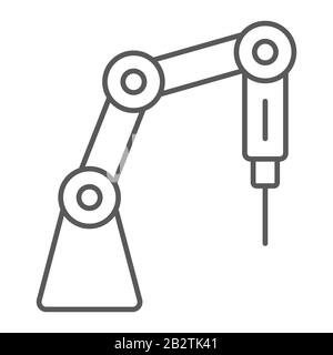 Medizinroboter Thin Line Icon, Technologie und Medizin, chirurgisches Roboterzeichen, Vektorgrafiken, ein lineares Muster auf weißem Hintergrund, eps 10. Stock Vektor