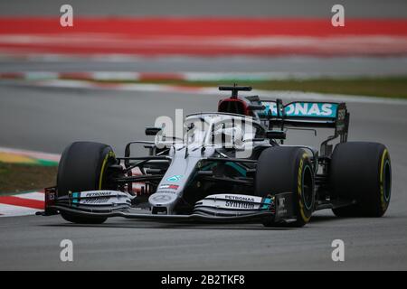Valtteri Bottas von AMG Mercedes F1 im Jahr 2020 Wintertests auf dem Circuit de Catalunya, Montmelò, Spanien Stockfoto