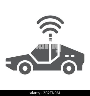 Autonomes Auto-Glyph-Symbol, Technologie und zukünftiges Auto, selbstfahrendes Schild, Vektorgrafiken, ein durchgehendes Muster auf weißem Hintergrund, eps 10. Stock Vektor
