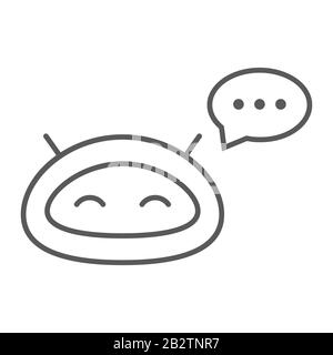 Chatbot Thin Line Icon, Technologie und bot, Chatterbot-Zeichen, Vektorgrafiken, ein lineares Muster auf weißem Hintergrund, eps 10. Stock Vektor