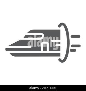 Hyperloop Glyph-Symbol, Technologie und Transport, zukünftiges Zugzeichen, Vektorgrafiken, ein durchgehendes Muster auf weißem Hintergrund, eps 10. Stock Vektor