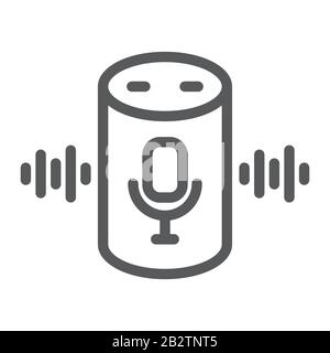 Linien-Symbol für Sprachassistenten, Technologie- und Sprachsteuerung, Smart Speaker Sign, Vektorgrafiken, ein lineares Muster auf weißem Hintergrund, eps 10. Stock Vektor