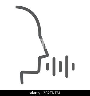 Symbol für Sprachsteuerung, Technologie und Sound, Sprachbefehlzeichen, Vektorgrafiken, lineares Muster auf weißem Hintergrund, eps 10. Stock Vektor