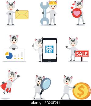 Figur des Mannes, der Schafe in Tierkostüm für das Sommerfest trägt. Stock Vektor