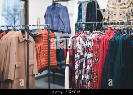 Woodburn, Oregon - 23. Februar 2020: Innenschuss des Pendleton-Ladens in den Woodburn Premium Outlets in den USA Stockfoto