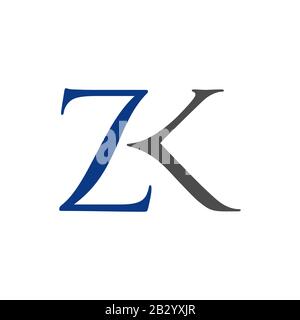 Einfache Kombination aus Dem Ersten Buchstaben ZK Logo Design Vector Stock Vektor