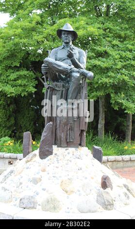 Statue des legendären Filmregisseurs John Ford in der Innenstadt von Portland, Maine Stockfoto