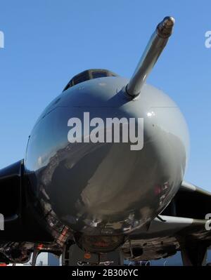 Vulcan zum Himmel Avro Vulcan B2 "Spirit of Great Britain" (XH558/G-VLCN), auf statischer Anzeige auf dem Flughafen Prestwick während der Scottish Airshow 2014. Stockfoto