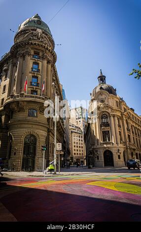 La Bolsa Straße an der chilenischen Börse Stockfoto