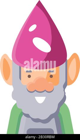 Cartoon Gartenarbeit GNOME-Symbol über weißem Hintergrund, flacher Detailstil, Vektorgrafiken Stock Vektor