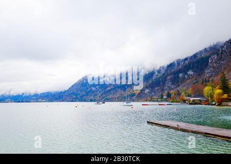 Sightseeing Boot am Wolfgangsee, Österreich Stockfoto