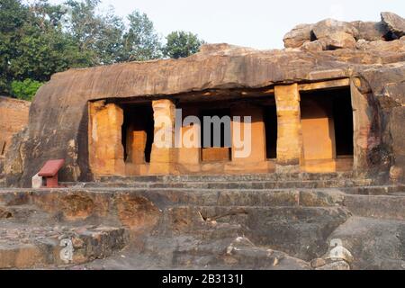 Bhubaneshwar, Orissa, Indien, Höhlen von Udayagiri, Dezember 2019, Allgemeiner Blick auf die Höhle Stockfoto