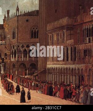 Gentile Bellini-Procession an der Piazza san Marco-Southern-side. Stockfoto