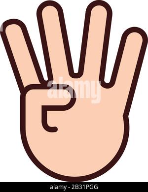 Signalleitung und Füllart mit vier Händen Stock Vektor
