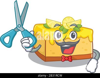 Cartoon-Charakter des Sportlichen Barber Lemon Käsekuchen Designstils Stock Vektor