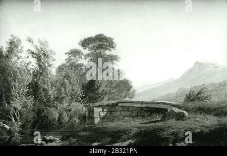 Georg Heinrich Croll 1804-1879 - Letni krajina mustkem. Stockfoto