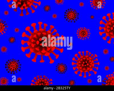 Coronavirus COVID-19 auf blauem Hintergrund. Stock Vektor