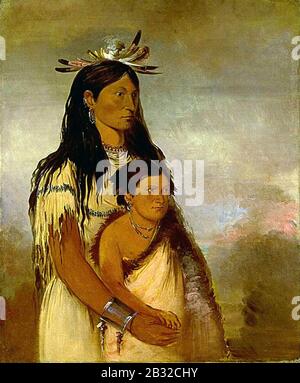 George Catlin - Túnk-aht-óh-Ye, Thunder, A Boy und Wun-pán-to-mee, White Weasel, A Girl - 1985.66,66 Stockfoto