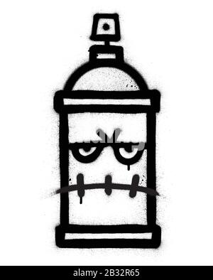 Graffiti-Angry Spraycan schwarz über weiß gesprüht Stock Vektor
