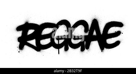 Graffiti-Reggae-Wort schwarz über weiß gespritzt Stock Vektor