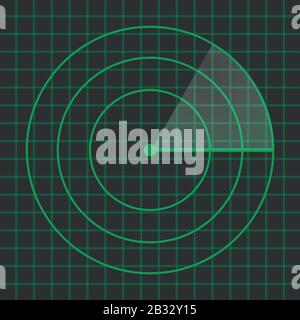 HUD-Radaranzeige. Grüne Radaranzeige für Vektor. Militärsuchsystem. Vektorgrafiken. EPS10 Stock Vektor