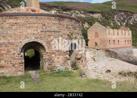 Die verlassenen Ziegelarbeiten in Porth Wen auf der Insel Anglesey, Wales Stockfoto