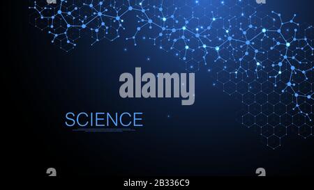 Wissenschaftlicher Coronavirus Hintergrund für Medizin, Wissenschaft, Technologie, Chemie. Hintergrundbild oder Banner mit DNA-Molekülen. Coronavirus Stock Vektor