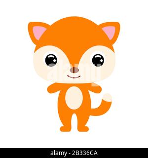 Niedlicher Babyfuchs. Cartoon-Charakter für die Dekoration und Gestaltung des Albums, des Scrapbooks, der Babykarte und der Einladung. Abbildung: Flaches Vektormaterial. Stock Vektor