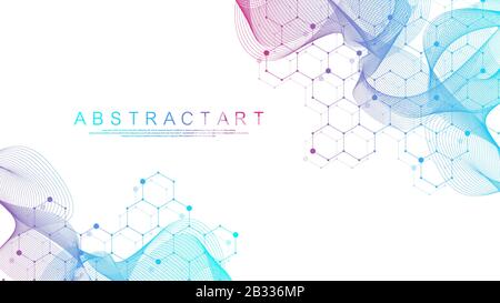 Wissenschaftlicher Coronavirus Hintergrund für Medizin, Wissenschaft, Technologie, Chemie. Hintergrundbild oder Banner mit DNA-Molekülen. Coronavirus Stock Vektor