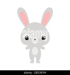 Süßer Baby-Hase. Cartoon-Charakter für die Dekoration und Gestaltung des Albums, des Scrapbooks, der Babykarte und der Einladung. Abbildung: Flaches Vektormaterial. Stock Vektor
