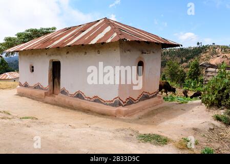 Lokales Wohnhaus in den Usambara-Bergen Stockfoto