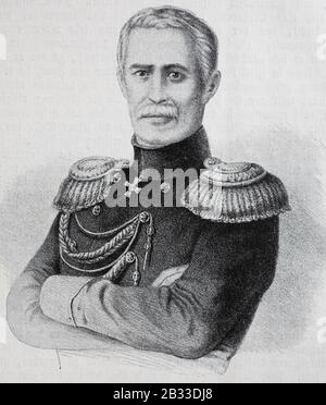 Prinz Alexander Sergejewitsch Menschikow, 26. August 1787 - 2. Mai 1869, war ein finnisch-russischer Adeliger, Militärkommandeur und Staatsmann/Prinz Alexander Sergejewitsch Menschikow Kriegsvogt vom 26. August 1787 bis 2. Mai 1869 ein finno-russischer Adliger, Militärverbesserer und Staatsmann, historisch, digital verbesserte Wiedergabe eines Originals aus dem 19. Jahrhundert / Digitale Produktion einer Originalanlage aus dem 19. Jahrhuntert, Stockfoto