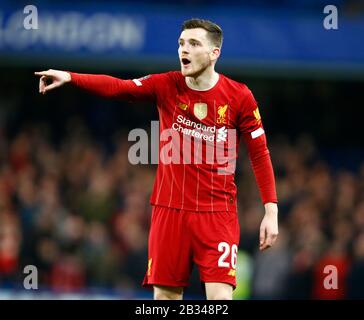 LONDON, GROSSBRITANNIEN. März 2003 Liverpools Andrew Robertson während Der Fünften Runde des FA Cup zwischen Chelsea und Liverpool an der Stanford Bridge im Einsatz Stockfoto