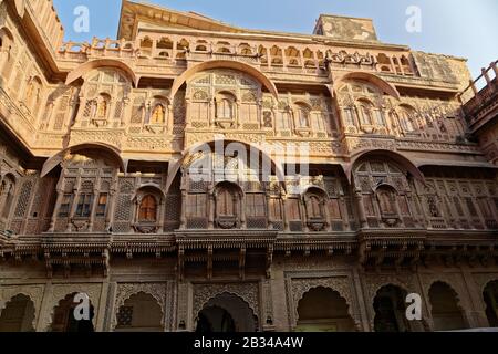 Jodhpur, Rajasthan, indien. Januar 2014. Mehrangarh Fort Museum ist eines der größten Forts in Indien. Stockfoto